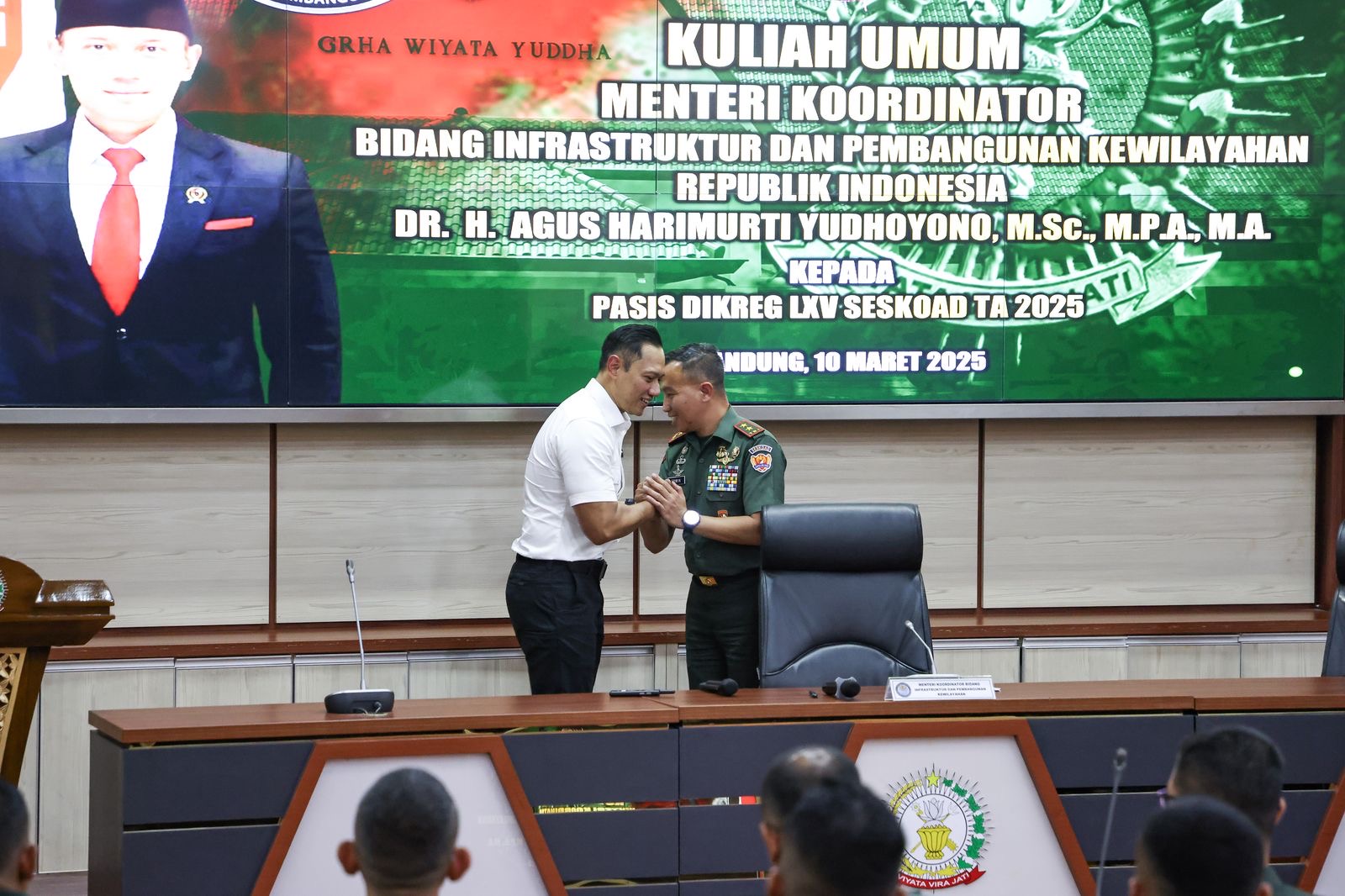 Berikan Kuliah Umum di Seskoad, Menko AHY: Sinergi antara Pembangunan Infrastruktur dan Pertahanan Menjadi Penting
