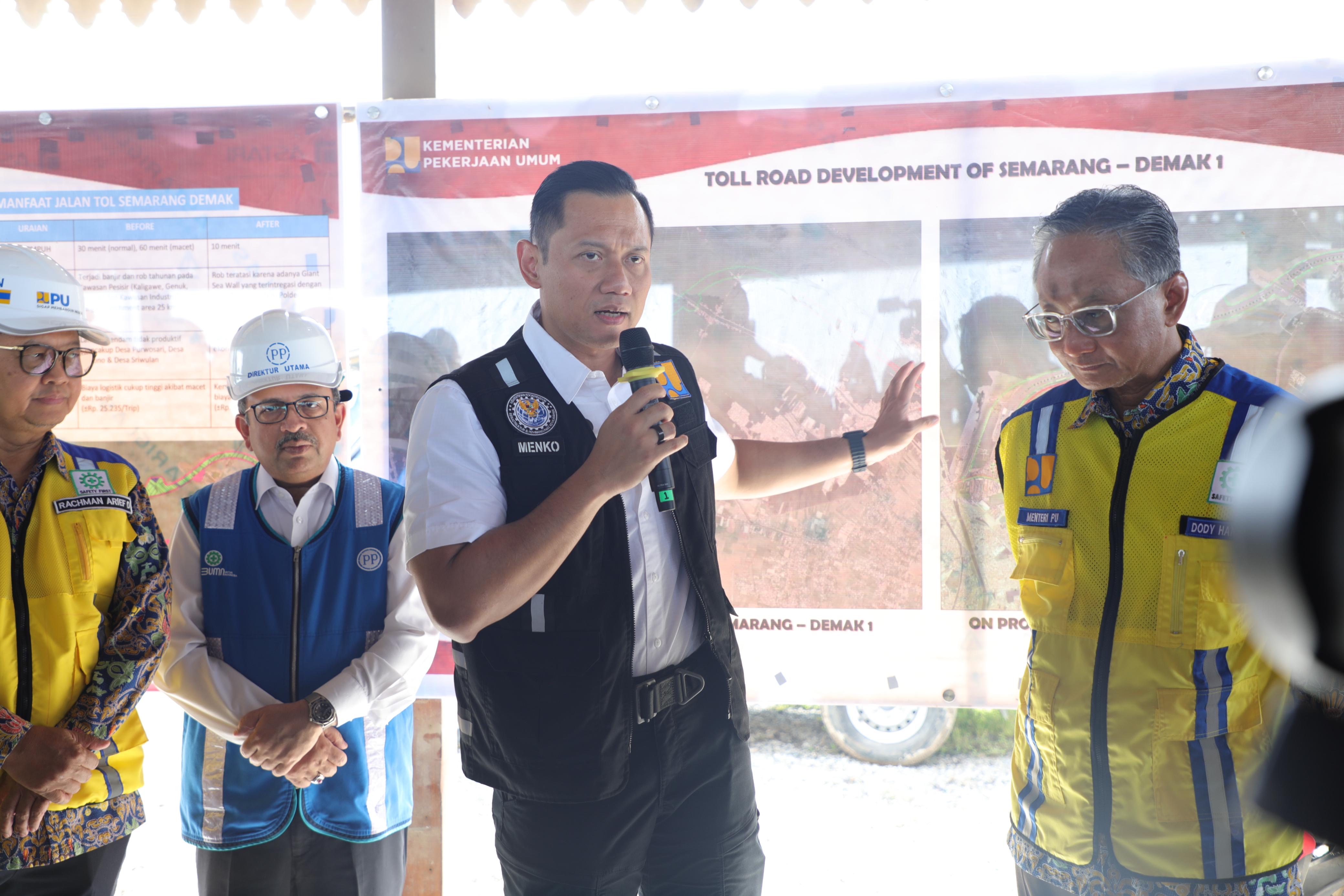 Peninjauan Proyek Jalan Tol Semarang-Demak Seksi I, Menko AHY: Inovasi dan Komitmen Infrastruktur Nasional