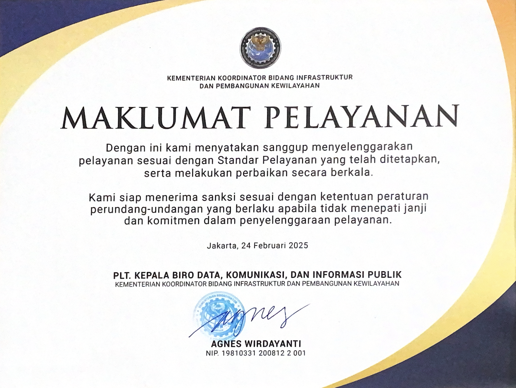 Maklumat Pelayanan Biro Data, Komunikasi, dan Informasi Publik