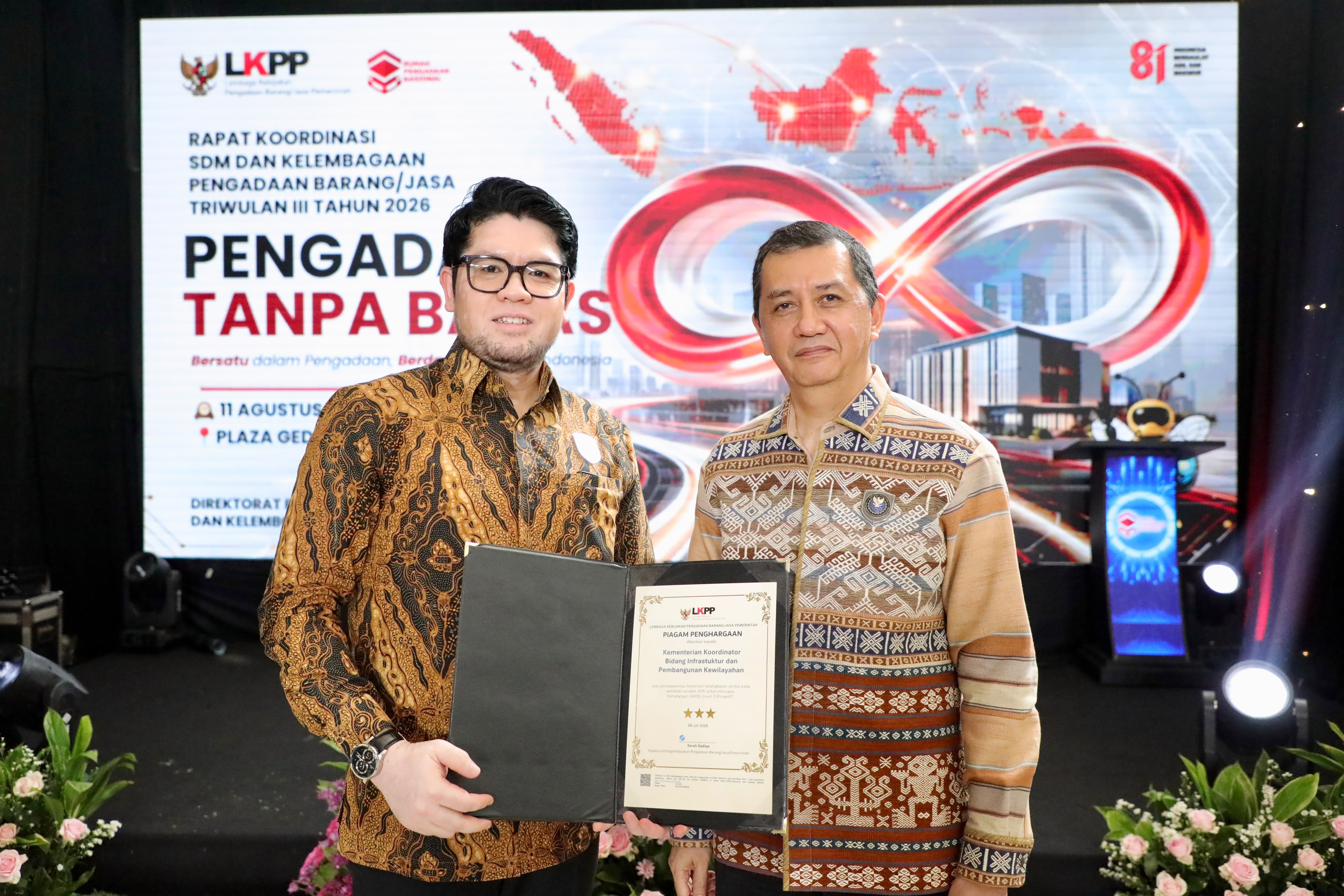 Kemenko Infra Raih Kematangan UKPBJ Level 3 (Proaktif) dari LKPP
